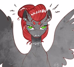 Size: 3264x2937 | Tagged: safe, artist:opalacorn, imported from derpibooru, oc, oc only, oc:void, pegasus, pony, ear piercing, earring, high res, jewelry, looking at you, piercing, solo, spread wings, unamused, wings