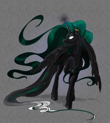 Size: 1248x1392 | Tagged: safe, artist:m0on13aby, imported from derpibooru, oc, oc only, oc:obsidian, oc:obsidian (m00n13aby), alicorn, pony, ear piercing, earring, frown, jewelry, lidded eyes, magic, piercing, solo, spread wings, wings