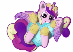 Size: 4093x2894 | Tagged: safe, artist:db, imported from derpibooru, princess cadance, alicorn, pony, crystal heart, cute, female, filly, nibbling, solo