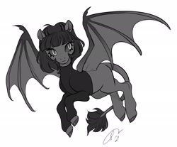 Size: 2048x1698 | Tagged: safe, artist:opalacorn, imported from derpibooru, oc, oc only, oc:pansy, bat pony, pony, black sclera, clothes, flying, leonine tail, solo, spread wings, sweater, tail, turtleneck, wings