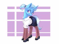 Size: 4000x3000 | Tagged: safe, artist:galinn-arts, imported from derpibooru, trixie, pony, unicorn, alternate hairstyle, clothes, cute, diatrixes, female, high heels, mare, shirt, shoes, skirt, socks, solo, stockings, teacher, thigh highs