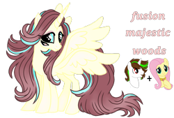Size: 1596x1080 | Tagged: safe, artist:jvartes6112, imported from derpibooru, fluttershy, oc, oc:jv6112, alicorn, pony, alicorn oc, bust, female, four eyes, fusion, horn, looking back, male, mare, simple background, smiling, stallion, transparent background, wings