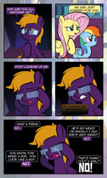 Size: 1920x3169 | Tagged: safe, artist:alexdti, imported from derpibooru, fluttershy, rainbow dash, oc, oc:ale, oc:purple creativity, pegasus, pony, comic:quest for friendship, comic, crying, female, glasses, implied transgender transformation, mare, tears of fear