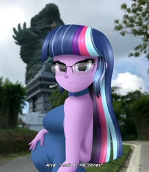 Size: 1080x1242 | Tagged: safe, artist:aryatheeditor, imported from derpibooru, sci-twi, twilight sparkle, equestria girls, bare shoulders, belly, big belly, breasts, busty twilight sparkle, cute, glasses, indonesia, instagram, irl, looking at you, male, male pov, mama twilight, offscreen character, offscreen male, photo, pov, powerful sparkle, preglight sparkle, pregnant, pregnant equestria girls, sleeveless, smiling, smiling at you, twiabetes