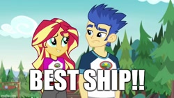 Size: 680x383 | Tagged: safe, edit, edited screencap, imported from derpibooru, screencap, flash sentry, sunset shimmer, equestria girls, legend of everfree, best ship, caption, female, flashimmer, image macro, male, shipping, straight, text