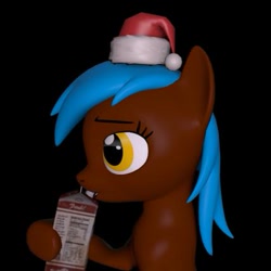 Size: 427x427 | Tagged: safe, artist:suplup o, imported from ponybooru, oc, oc:suplup o, earth pony, pony, black background, christmas, hat, holiday, milk, santa hat, simple background, solo