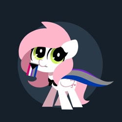 Size: 720x720 | Tagged: safe, artist:sugar morning, imported from derpibooru, oc, oc only, oc:sugar morning, pegasus, pony, animated, cute, female, holding a flag, mare, mouth hold, ocbetes, pegasus oc, pride, pride flag, solo