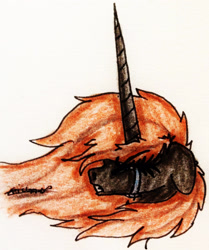 Size: 1918x2298 | Tagged: safe, artist:beamybutt, imported from derpibooru, oc, oc only, pony, unicorn, bust, crying, female, horn, mare, signature, solo, traditional art, unicorn oc