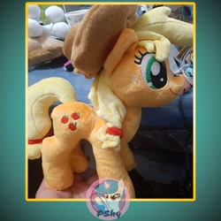 Size: 720x720 | Tagged: safe, artist:plushiesshy, imported from derpibooru, applejack, applebetes, applejack's hat, cowboy hat, cute, freckles, hat, irl, jackabetes, photo, plushie, spanish