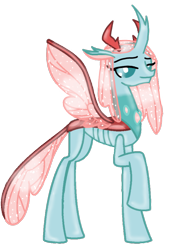 Size: 686x992 | Tagged: safe, artist:agdapl, artist:elementbases, imported from derpibooru, ocellus, changedling, changeling, changeling queen, base used, changedling queen, curved horn, female, horn, older, older ocellus, queen ocellus, raised hoof, simple background, solo, transparent background, wings