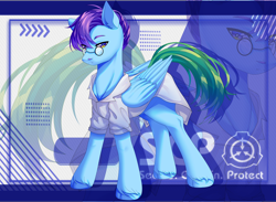 Size: 3752x2742 | Tagged: safe, artist:alus, imported from derpibooru, oc, oc only, oc:dr.picsell dois, pegasus, pony, clothes, facial hair, high res, lab coat, male, moustache, pegasus oc, scp, scp foundation, unshorn fetlocks, wings