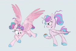 Size: 2500x1685 | Tagged: safe, artist:frozenspots, imported from derpibooru, princess flurry heart, alicorn, pony, female, flying, high res, mare, older, older flurry heart, simple background, smiling, solo, spread wings, wings