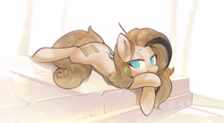 Size: 3851x2110 | Tagged: safe, artist:mirroredsea, imported from derpibooru, oc, oc only, oc:hyra glyph, earth pony, pony, earth pony oc, high res, lidded eyes, looking at you, smiling, smiling at you, solo