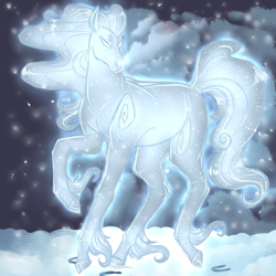 Size: 3000x3000 | Tagged: safe, artist:gingygin, imported from derpibooru, pony, windigo, high res, snow, snowfall, solo