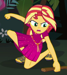 Size: 385x434 | Tagged: safe, imported from derpibooru, screencap, sunset shimmer, equestria girls, equestria girls series, spring breakdown, spoiler:eqg series (season 2), cropped, cruise outfit, feet, sandals, solo, toes
