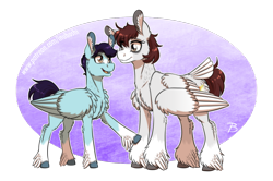 Size: 1656x1101 | Tagged: safe, artist:inuhoshi-to-darkpen, imported from derpibooru, oc, oc only, oc:white canvas, pegasus, feathered fetlocks, female, pegasus oc, siblings, sisters, tail feathers, wings