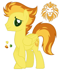 Size: 1500x1700 | Tagged: safe, artist:magicuniclaws, imported from derpibooru, oc, oc only, pegasus, pony, male, offspring, parent:braeburn, parent:spitfire, parents:spitburn, simple background, solo, stallion, transparent background