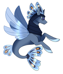 Size: 1038x1231 | Tagged: safe, artist:eternity9, imported from derpibooru, oc, oc only, classical hippogriff, hippogriff, hybrid, seapony (g4), blue eyes, crossover, dorsal fin, fin wings, fins, fish tail, simple background, solo, spread wings, tail, transparent background, wings