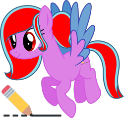 Size: 2001x1897 | Tagged: safe, imported from twibooru, oc, oc only, oc:star beats, oc:tracy page, pegasus, pony, female, flying, image, mare, pencil, png, simple background, solo, transparent background