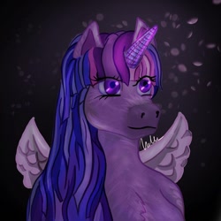 Size: 1080x1080 | Tagged: safe, artist:nell.efawn, imported from derpibooru, twilight sparkle, alicorn, pony, bust, female, horn, mare, smiling, solo, twilight sparkle (alicorn), wings