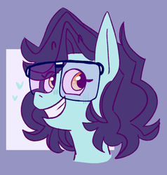 Size: 922x968 | Tagged: safe, artist:saltysel, imported from derpibooru, oc, oc only, pegasus, pony, abstract background, bust, female, glasses, grin, mare, pegasus oc, smiling, solo, wings