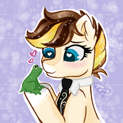 Size: 1377x1377 | Tagged: safe, artist:waretmilout, imported from derpibooru, oc, earth pony, frog, pegasus, pony, cute