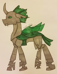 Size: 1572x2048 | Tagged: safe, artist:agdapl, imported from derpibooru, changedling, changeling, changelingified, crossover, green changeling, male, signature, solo, species swap, team fortress 2, traditional art