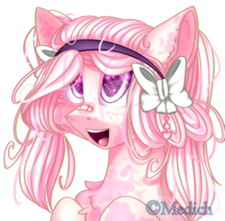 Size: 2473x2425 | Tagged: safe, artist:mediasmile666, imported from derpibooru, oc, oc only, pony, bandage, bust, coat markings, female, high res, mare, simple background, smiling, solo, transparent background
