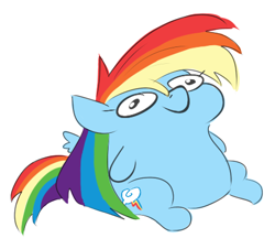 Size: 436x395 | Tagged: safe, artist:jargon scott, imported from derpibooru, rainbow dash, pegasus, pony, cute, dashabetes, simple background, smol, solo, squatpony, white background