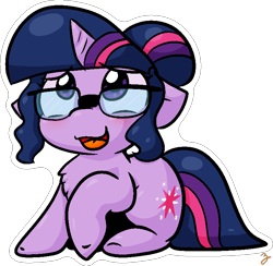 Size: 789x769 | Tagged: safe, artist:zutcha, imported from derpibooru, sci-twi, twilight sparkle, pony, unicorn, equestria girls, chest fluff, cute, equestria girls ponified, female, glasses, hair bun, mare, ponified, raised hoof, simple background, solo, transparent background, twiabetes, unicorn sci-twi, white outline