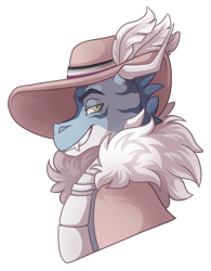 Size: 2500x3200 | Tagged: safe, artist:kikirdcz, imported from derpibooru, oc, oc only, oc:jorna suonpoiken, dragon, bust, hat, high res, portrait, simple background, solo, transparent background