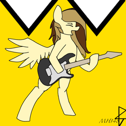 Size: 1000x1000 | Tagged: safe, artist:mh148, imported from derpibooru, oc, oc only, oc:prince whateverer, pegasus, crown, electric guitar, guitar, jewelry, musical instrument, regalia, solo