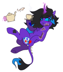 Size: 1280x1458 | Tagged: safe, artist:lynesssan, imported from derpibooru, oc, oc only, oc:solitaire, pony, unicorn, cup, magic, simple background, solo, teacup, teapot, transparent background