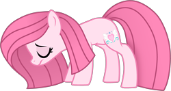 Size: 2854x1513 | Tagged: safe, artist:muhammad yunus, artist:tanahgrogot, imported from derpibooru, oc, oc only, oc:annisa trihapsari, earth pony, pony, the return of harmony, base used, earth pony oc, eyes closed, female, mare, pink body, pink hair, sad, sad pony, simple background, solo, transparent background, vector