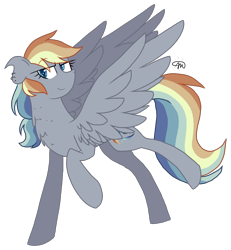 Size: 1348x1459 | Tagged: safe, artist:gallantserver, imported from derpibooru, oc, oc only, oc:coriolis force, pegasus, pony, ear piercing, earring, female, jewelry, magical lesbian spawn, mare, offspring, parent:lightning dust, parent:rainbow dash, parents:rainbowdust, piercing, simple background, solo, transparent background