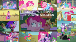 Size: 1280x721 | Tagged: safe, edit, edited screencap, editor:quoterific, imported from derpibooru, screencap, applejack, braeburn, cerberus (character), cranky doodle donkey, fluttershy, maud pie, pinkie pie, princess celestia, princess luna, rainbow dash, rarity, spike, starlight glimmer, sunburst, twilight sparkle, alicorn, cerberus, donkey, dragon, earth pony, pegasus, pony, unicorn, a bird in the hoof, a friend in deed, a trivial pursuit, between dark and dawn, dragonshy, filli vanilli, horse play, it's about time, luna eclipsed, over a barrel, rock solid friendship, the summer sun setback, the super speedy cider squeezy 6000, ^^, angry, applejack's hat, aweeg*, balloon, bipedal, collage, cowboy hat, duo, duo female, eyes closed, female, floppy ears, glowing horn, hat, horn, kite, kite flying, magic, magic aura, male, mane five, mane seven, mane six, mare, multiple heads, nose in the air, open mouth, pinkie being pinkie, shocked, stallion, standing, standing on one leg, three heads, trio, trio female, twilight is not amused, twilight sparkle (alicorn), twilight sparkle is not amused, unamused, unicorn twilight