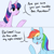 Size: 2000x2000 | Tagged: safe, artist:riceflowers_art, imported from derpibooru, rainbow dash, twilight sparkle, alicorn, pegasus, pony, comic, dialogue, empty eyes, eye clipping through hair, eyebrows, eyebrows visible through hair, eyes closed, folded wings, high res, implied lesbian, implied shipping, implied twidash, open mouth, signature, simple background, twilight sparkle (alicorn), wings