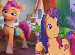 Size: 858x634 | Tagged: safe, imported from derpibooru, scootaloo (g3), sunny starscout, earth pony, pony, comparison, female, g3, g5, mare
