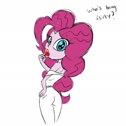 Size: 2048x2048 | Tagged: safe, artist:stammis, imported from derpibooru, pinkie pie, equestria girls, ass, balloonbutt, butt, candy, flirting, flirty, food, high res, lollipop, solo, teasing