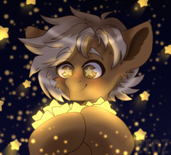 Size: 2200x2000 | Tagged: safe, artist:etoz, imported from derpibooru, oc, oc only, oc:alfred, earth pony, pony, blushing, cute, earth pony oc, eyebrows, happy, high res, holding, male, smiling, solo, stallion, starry eyes, stars, wingding eyes