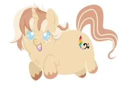 Size: 438x306 | Tagged: safe, artist:lulubell, imported from derpibooru, oc, oc only, oc:lulubell, pony, unicorn, adorafatty, chibi, cute, fat, female, freckles, happy, mare, ocbetes, open mouth, smiling