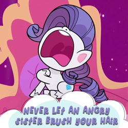 Size: 1080x1080 | Tagged: safe, imported from derpibooru, screencap, rarity, pony, unicorn, bad thing no. 3, my little pony: pony life, spoiler:pony life s01e05, caption, cropped, expand dong, exploitable meme, facebook, fainting couch, female, g4.5, hoof on chest, image macro, meme, nose in the air, official, open mouth, pony life, sitting, solo