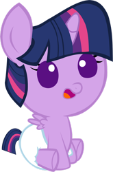Size: 1024x1550 | Tagged: safe, artist:megarainbowdash2000, imported from derpibooru, twilight sparkle, alicorn, pony, baby, baby alicorn, baby eyes, baby pony, babylight sparkle, cute, cute baby, diaper, female, filly, filly twilight sparkle, infant, infant twilight, newborn, newborn baby, newborn filly, newborn foal, newborn infant, open mouth, twilight sparkle (alicorn), vector, white diaper, younger