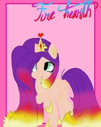 Size: 640x800 | Tagged: safe, alternate version, artist:_goddesskatie_, imported from derpibooru, princess cadance, sunset shimmer, alicorn, pony, base used, ear piercing, earring, eyelashes, female, fusion, hoof shoes, horn, jewelry, mare, piercing, raised hoof, smiling, tiara, wings