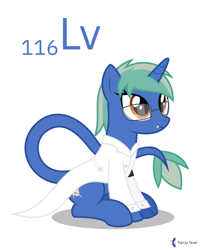 Size: 4000x5000 | Tagged: safe, artist:parclytaxel, imported from derpibooru, oc, oc only, oc:nova spark, monster pony, original species, pony, tatzlpony, unicorn, series:joycall6's periodic table, .svg available, absurd resolution, chemistry, clothes, fangs, female, glasses, lab coat, livermorium, mare, monthly reward, periodic table, simple background, sitting, smiling, solo, vector, white background