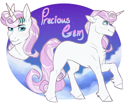 Size: 3101x2500 | Tagged: safe, artist:jeshh, imported from derpibooru, oc, oc only, oc:precious gem, pony, unicorn, female, high res, horn, mare, raised hoof, solo, unicorn oc