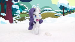 Size: 1920x1080 | Tagged: safe, imported from derpibooru, screencap, rarity, pony, my little pony: stop motion short, snowball fight (short), snow, solo, stop motion