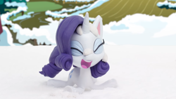 Size: 1920x1080 | Tagged: safe, imported from derpibooru, screencap, rarity, pony, my little pony: stop motion short, snowball fight (short), snow, solo, stop motion