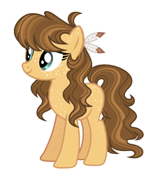 Size: 865x973 | Tagged: safe, artist:xxcheerupxxx, imported from derpibooru, oc, oc only, earth pony, pony, feather in hair, female, freckles, mare, offspring, parent:applejack, parent:caramel, parents:carajack, simple background, solo, transparent background