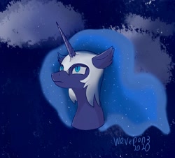 Size: 1452x1310 | Tagged: safe, artist:wevepon3, imported from derpibooru, nightmare moon, alicorn, pony, bust, female, helmet, mare, solo